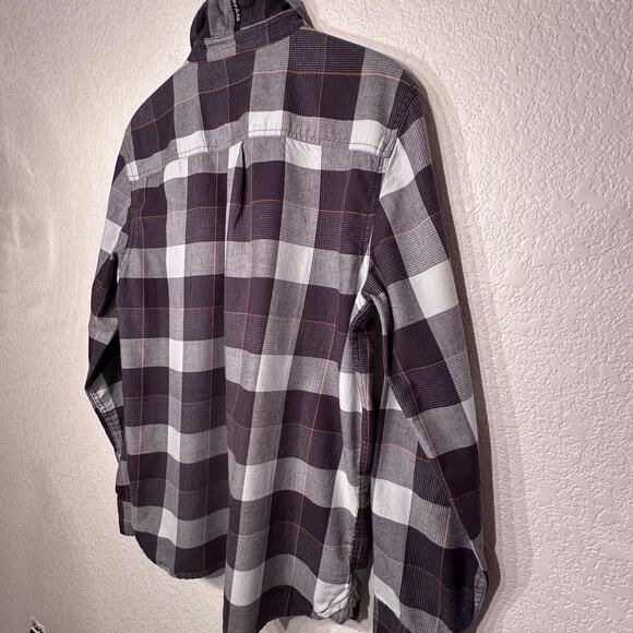 Prana Los Feliz Flannel Long Sleeve Button Up Shirt Charcoal Medium Slim - Picture 8 of 12